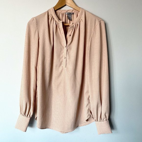 NWOT H&M Size 4 Pastel Pink Button Dotted Blouse - Picture 1 of 11